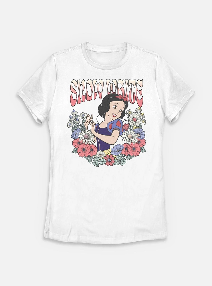 Disney Princesses Snow White Floral Wreath Womens T-Shirt