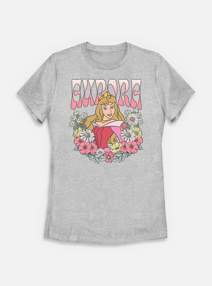 Disney Princesses Aurora Floral Wreath Womens T-Shirt