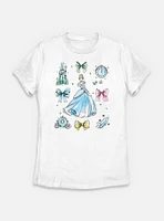 Disney Princesses Cinderella Bow Icons Womens T-Shirt