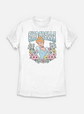 Disney Princesses Cinderella Floral Wreath Womens T-Shirt