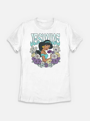 Disney Princesses Jasmine Floral Wreath Womens T-Shirt