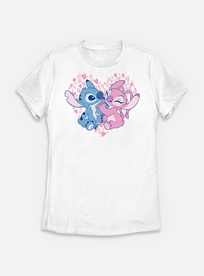 Disney Lilo & Stitch With Angel Heart Womens T-Shirt