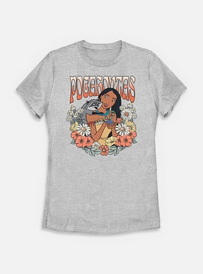 Disney Princesses Pocahontas Floral Wreath Womens T-Shirt