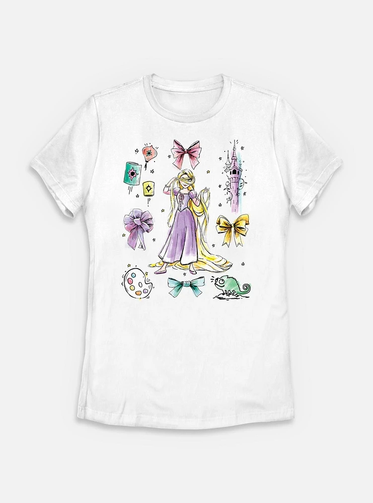 Disney Princesses Rapunzel Bow Icons Womens T-Shirt