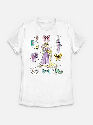 Disney Princesses Rapunzel Bow Icons Womens T-Shirt