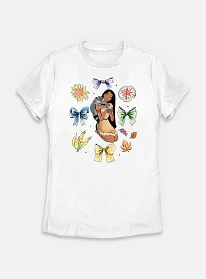 Disney Princesses Pocahontas Bow Icons Womens T-Shirt