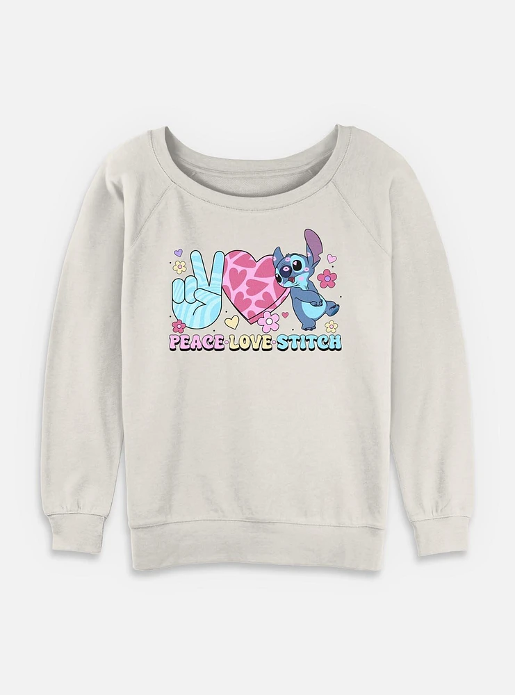 Disney Lilo & Stitch Peace Love Womens Slouchy Sweatshirt