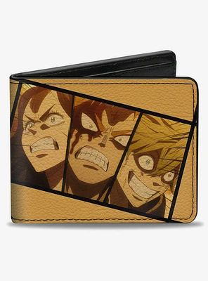 Black Clover Three Character Face Blocks Bifold Wallet