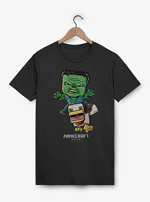 A Minecraft Movie Chicken Jockey Cartoon Style T-Shirt