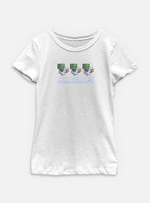A Minecraft Movie Chicken Jockey Pixel Logo  Youth Girls T-Shirt