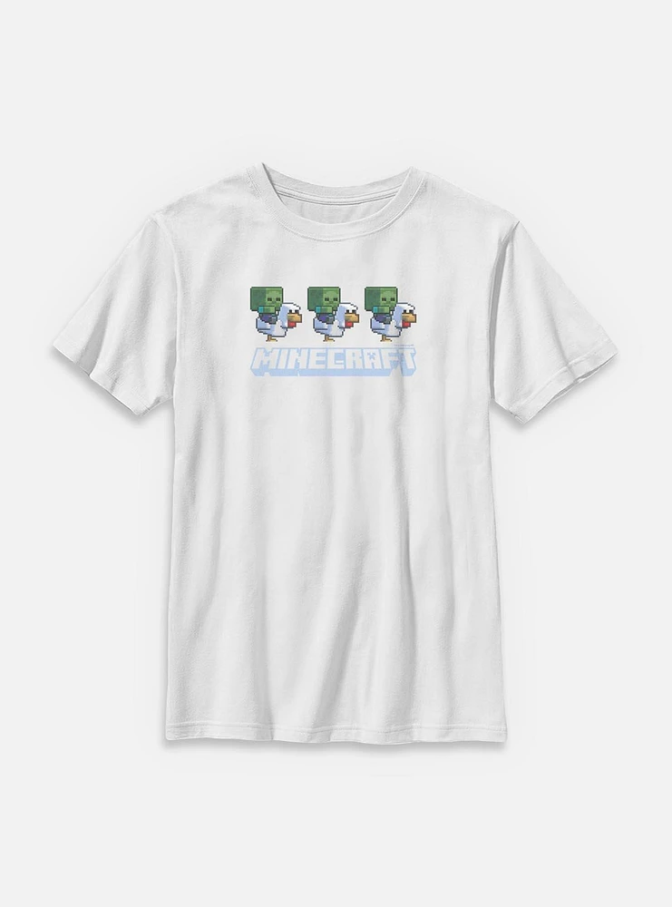 A Minecraft Movie Chicken Jockey Pixel Logo Youth T-Shirt