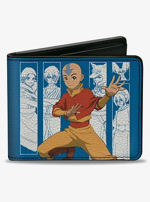 Avatar: The Last Airbender Aang Pose and Character Blocks and Logo Bifold Wallet