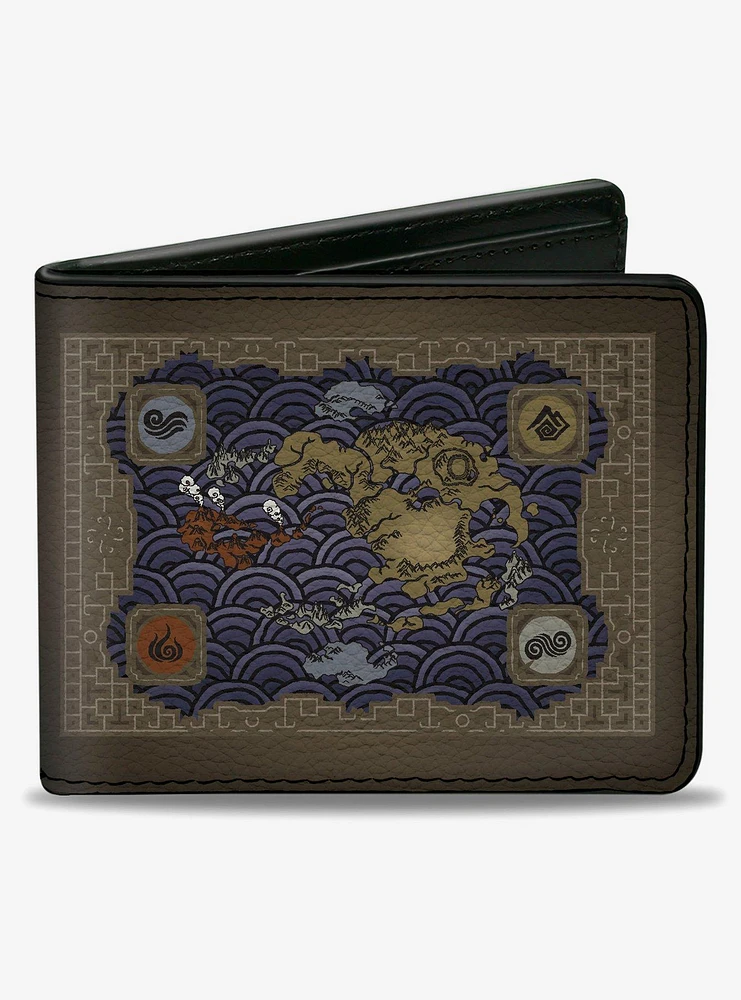 Avatar: The Last Airbender Elements Map With Icons and Title Logo Bifold Wallet