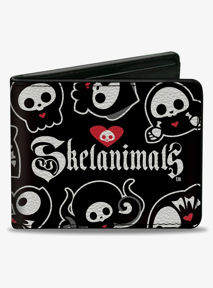 Skelanimals Sea Animals Poses Scattered and Logo Bifold Wallet