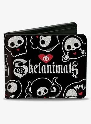 Skelanimals Sea Animals Poses Scattered and Logo Bifold Wallet