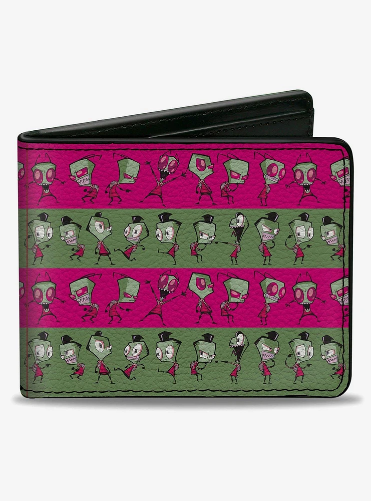 Invader Zim and Human Disguise Poses Stripe Bifold Wallet