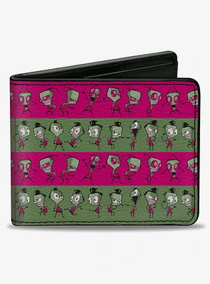 Invader Zim and Human Disguise Poses Stripe Bifold Wallet