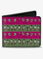 Invader Zim and Human Disguise Poses Stripe Bifold Wallet