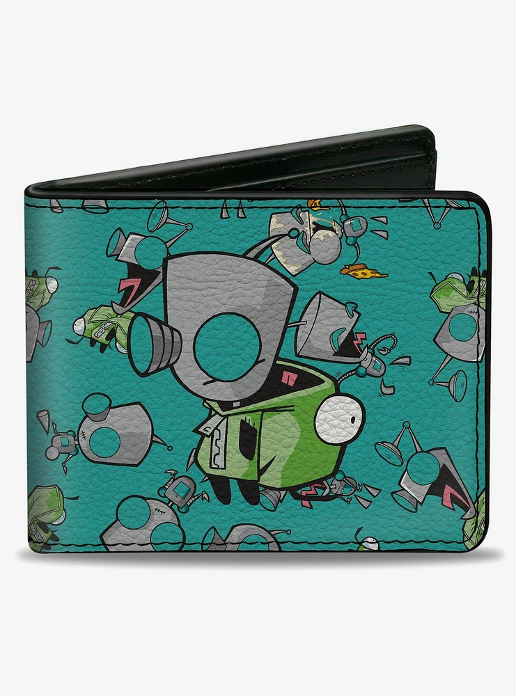 Invader Zim GIR Robot and Disguised Poses Scattered Bifold Wallet