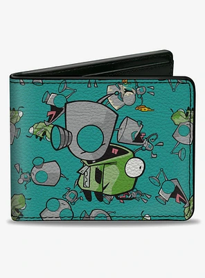 Invader Zim GIR Robot and Disguised Poses Scattered Bifold Wallet
