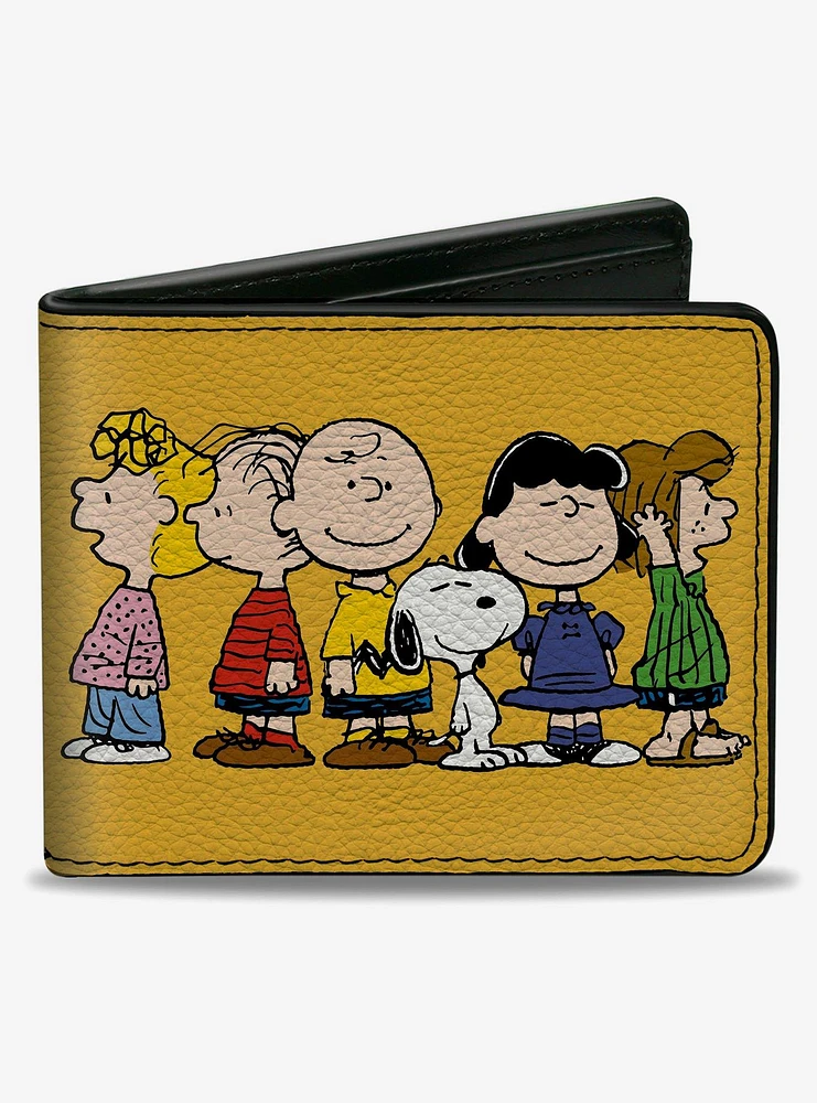 Peanuts Gang Close Up Group Pose Golden Bifold Wallet