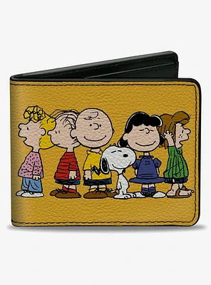 Peanuts Gang Close Up Group Pose Golden Bifold Wallet