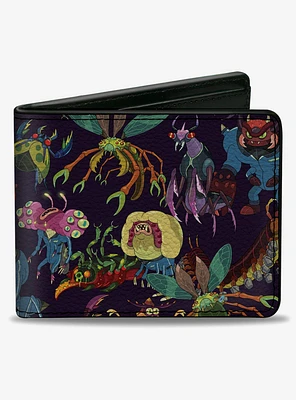 Rick and Morty Creatures Collage Purple Bifold Wallet