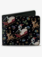 Rick and Morty Holiday Santa Rick Reindeer Sled Pose Collage Bifold Wallet