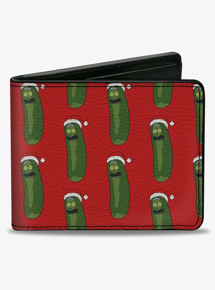 Rick and Morty Holiday Pickle Rick Santa Clause Pose Bifold Wallet