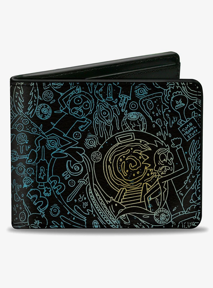 Rick and Morty Portal Chase and Icons Collage Bifold Wallet