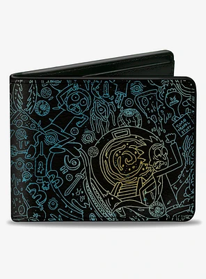 Rick and Morty Portal Chase and Icons Collage Bifold Wallet