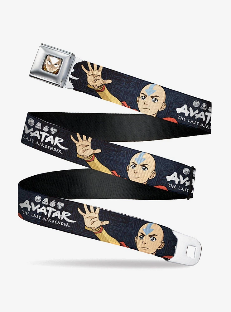 Avatar: The Last Airbender Aang Hand Pose and Title Seatbelt Buckle Belt
