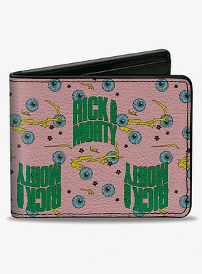 Rick and Morty Text and Eyeballs Bifold Wallet