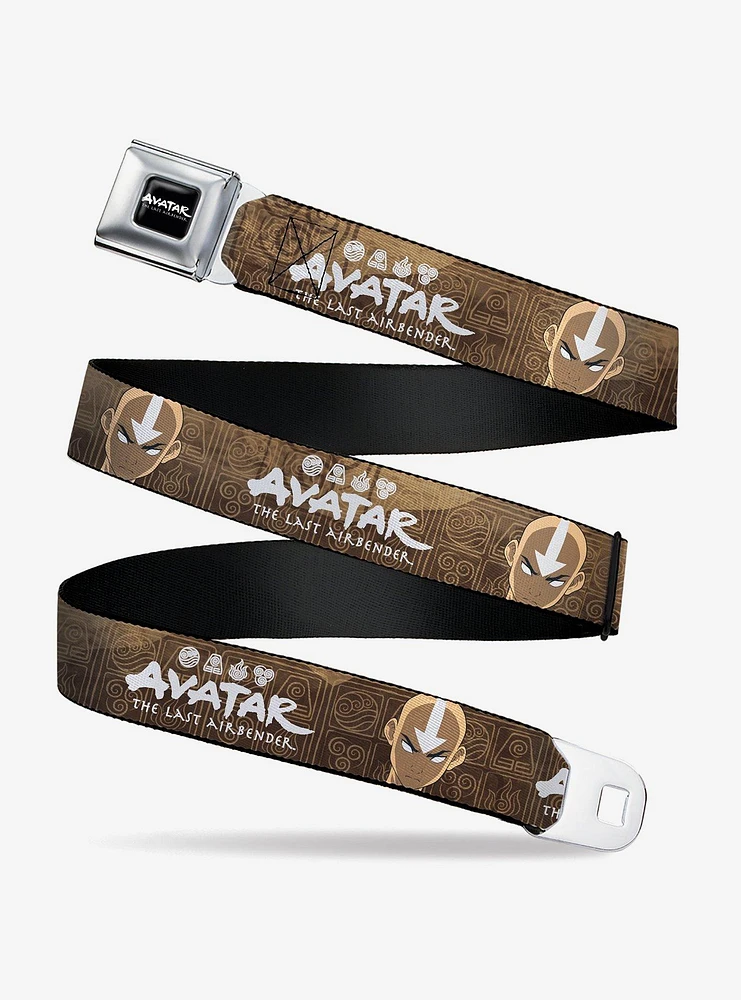 Avatar: The Last Airbender Aang Face Close Up and Logo Seatbelt Buckle Belt