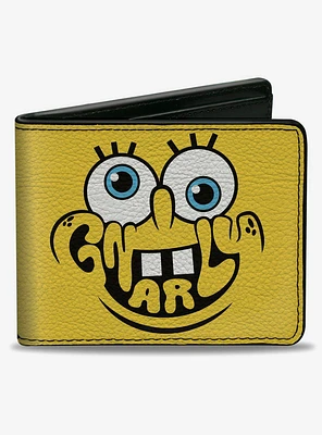SpongeBob SquarePants Gnarly Face and Text Bifold Wallet