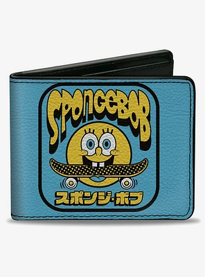 SpongeBob SquarePants Skateboard Smile and Text Bifold Wallet
