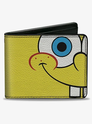 SpongeBob SquarePants Face and Tie Character Close Up Blocks Bifold Wallet