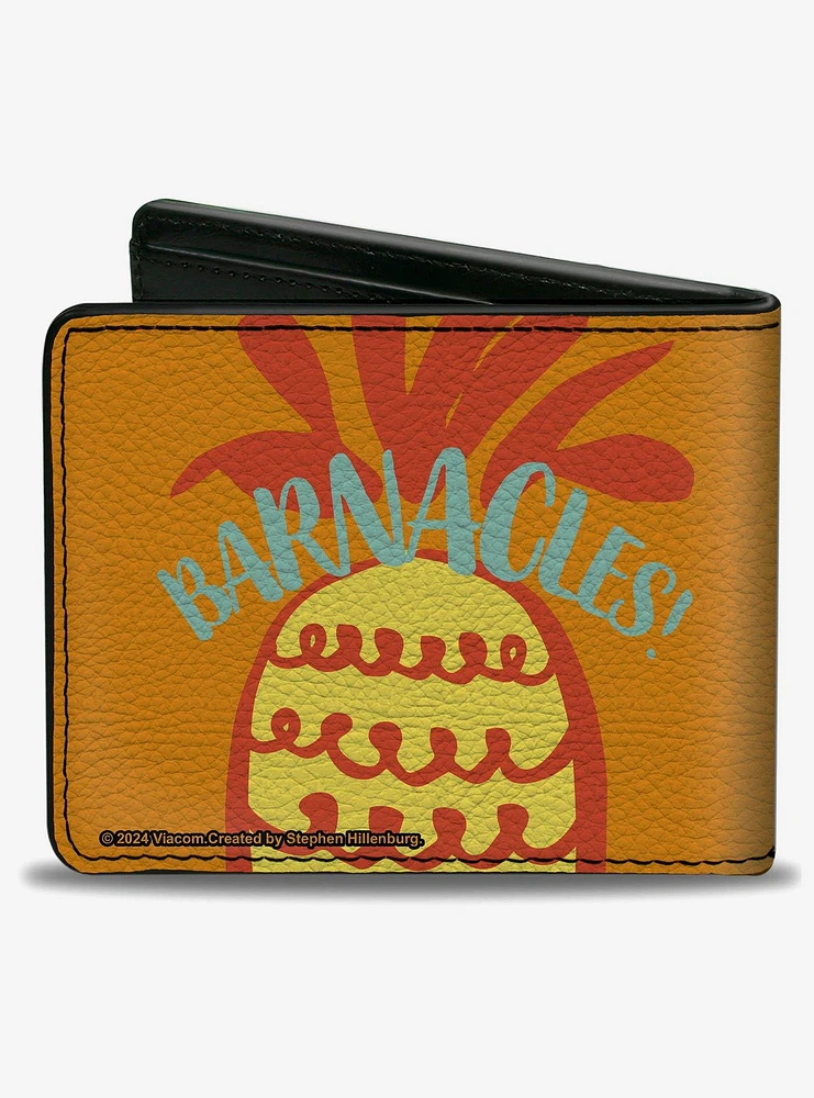 SpongeBob SquarePants Character Face and Barnacles Pineapple Bifold Wallet