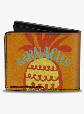 SpongeBob SquarePants Character Face and Barnacles Pineapple Bifold Wallet