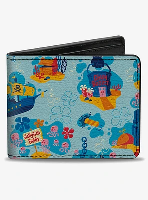 SpongeBob SquarePants Under The Sea Icons Collage Bifold Wallet