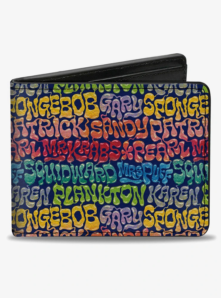 SpongeBob SquarePants and Friends Names Collage Bifold Wallet