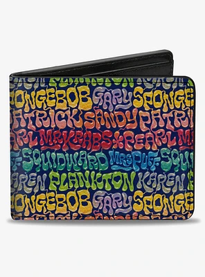 SpongeBob SquarePants and Friends Names Collage Bifold Wallet