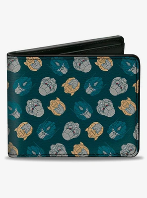 Transformers Bumblebee Optimus Prime and Megatron Heads Bifold Wallet