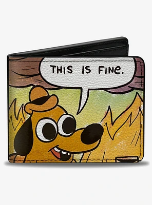 This Is Fine Question Hound Cafe Fire Comic Strip Bifold Wallet