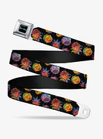 Rick and Morty Vaporwave Expressions Scattered Seatbelt Buckle Belt