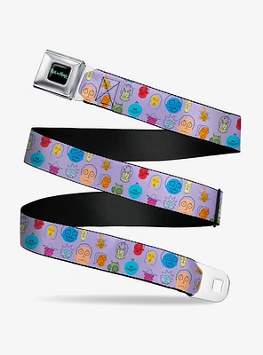 Rick and Morty Colorful Faces Seatbelt Buckle Belt