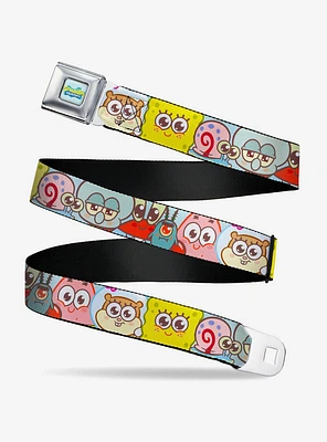SpongeBob SquarePants and Friends Close-Up Face Seatbelt Buckle Belt