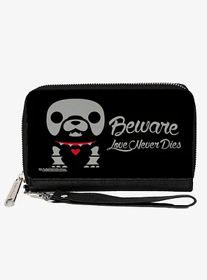 Skelanimals Maxx The Bulldog Beware Love Never Dies Pose Zip Around Wallet