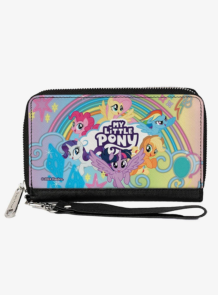My Little Pony Mane Six Neon Rainbow and Logo Multi Zip Around Wallet