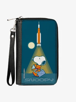 Peanuts Astronaut Rocket Launch Snoopy Pose Zip Around Wallet